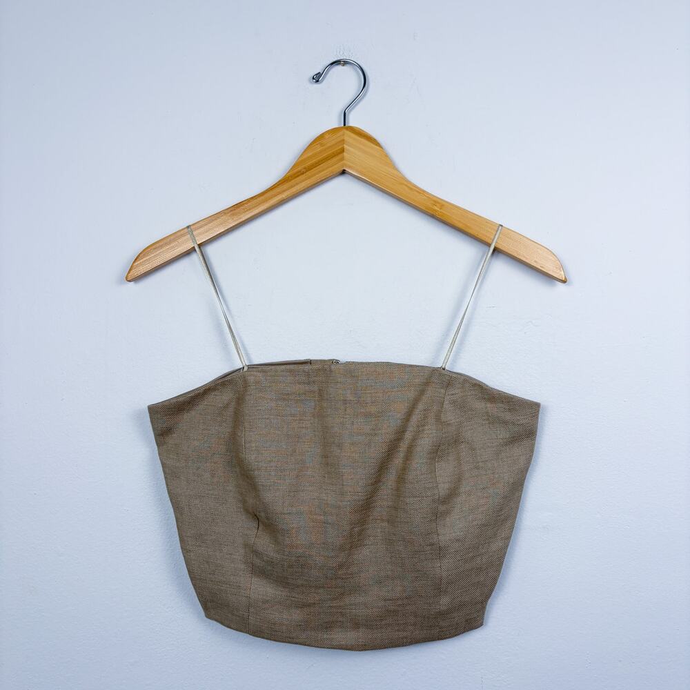 NWT Lisa Linen Strapless Top and Maxi Skirt Set Tan 4/Small